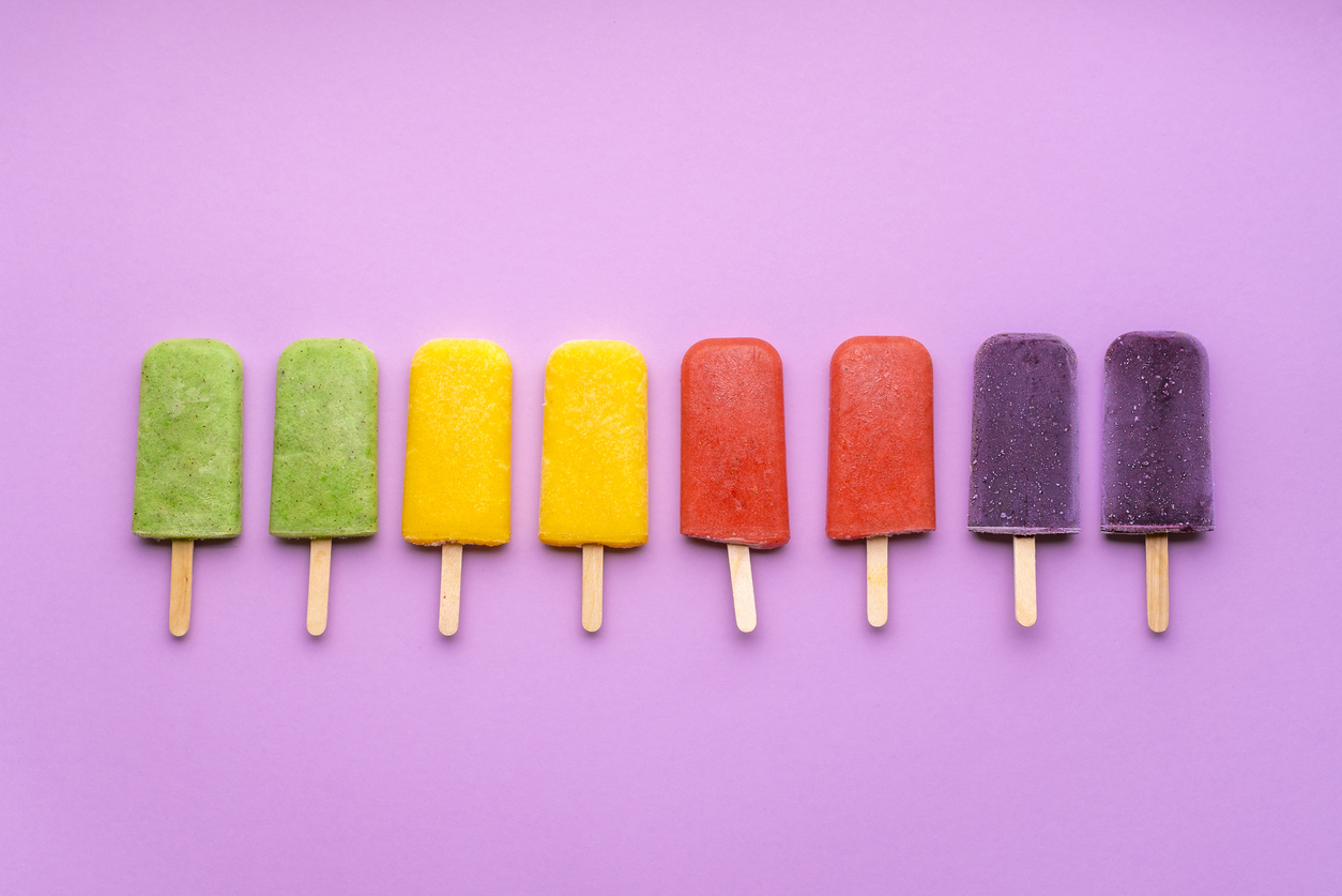 Colorful popsicles in a row